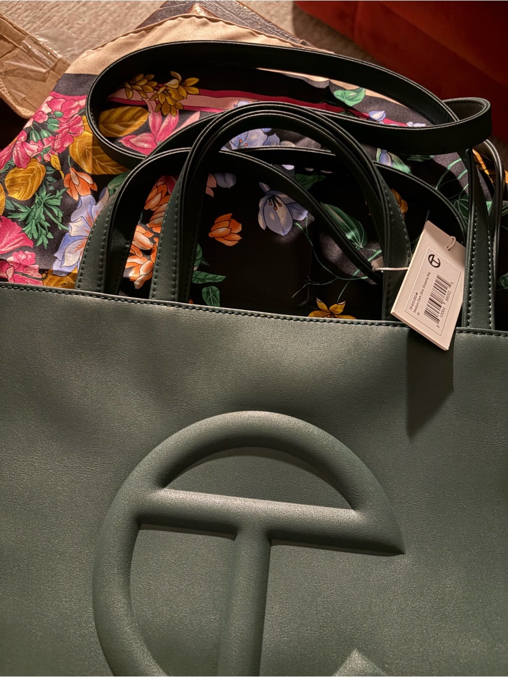 Telfar Olive Med Embossed Logo Tote Bag - Picture 3 of 4